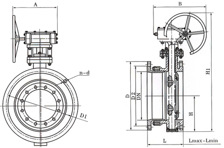 手動伸縮蝶閥 連接尺寸圖